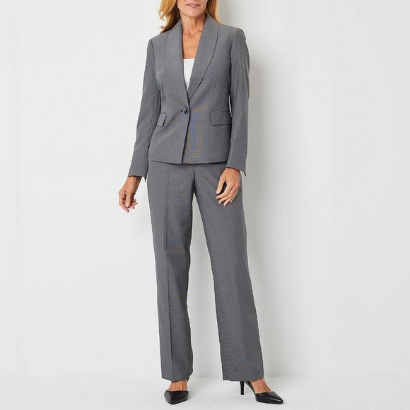 LE SUIT Single-Button Pants Suit Grey/Black - Size 6 - NWT - Picture 2 of 4